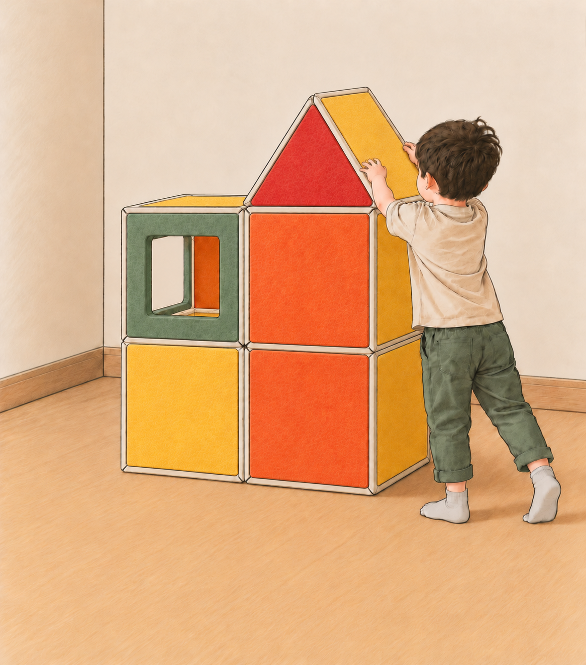 The Tiles – Magnetic Playhouse Building Set (16 panels) - Vibrant